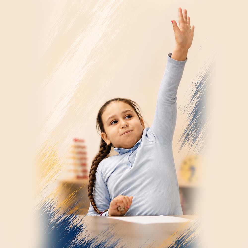 girl raising her hand